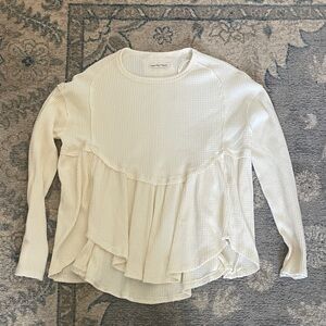 We The Free Cream Long Sleeve Waffle Knit Top